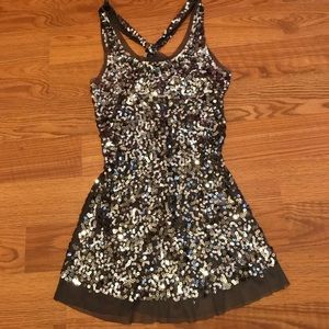 Grey Sequined Going Out Tank